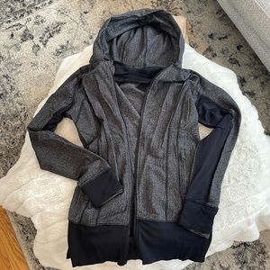 lululemon black zip up hooded sweatshirt